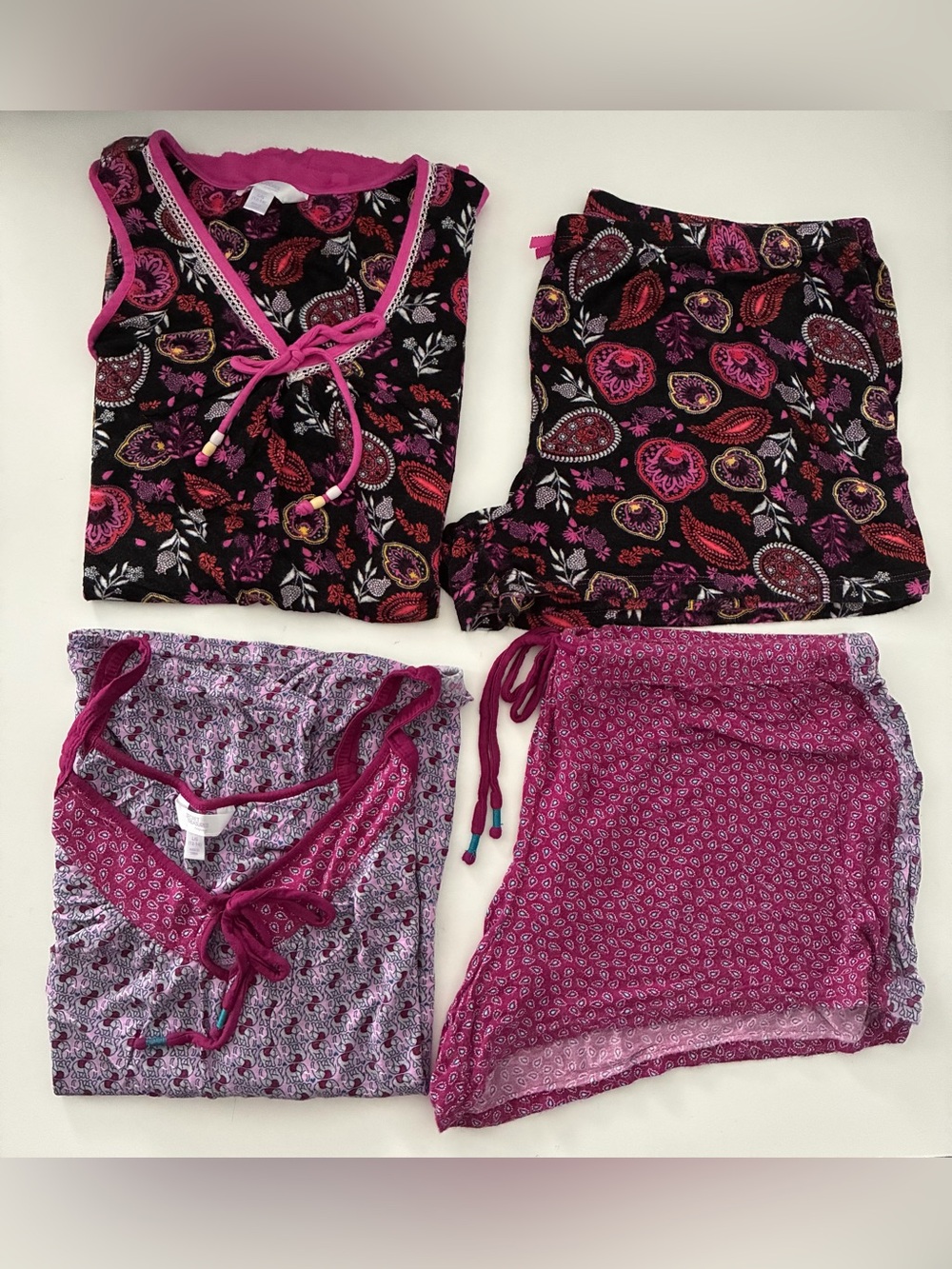 Secret Treasures Shorts Tank Pajama Sets LARGE Elephants Paisley Floral Stretchy
